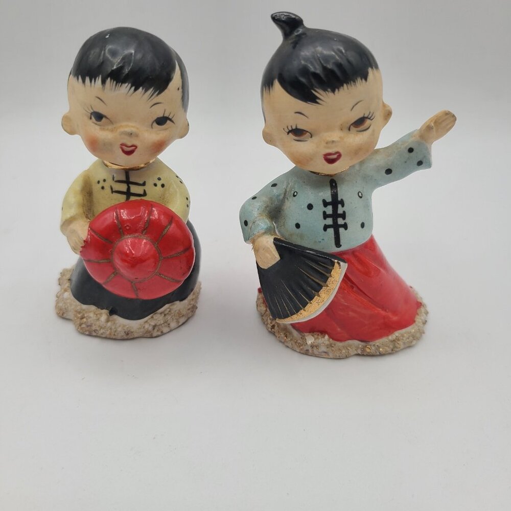 Vintage Asian Oriental Girls Salt & Pepper Shakers Japan